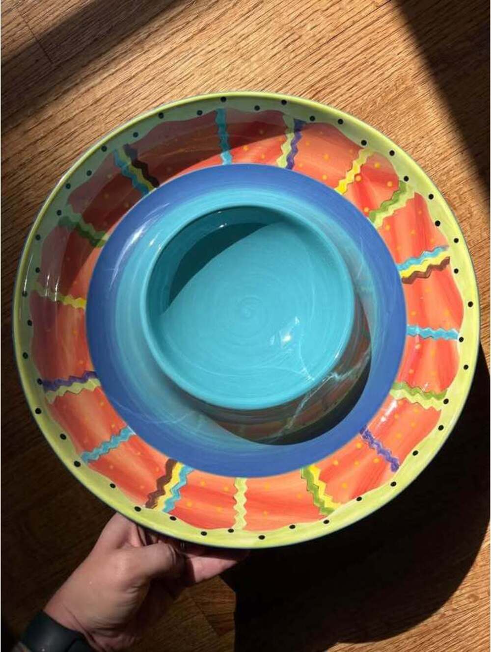 Laurie Gates Ceramic Chip and Dip Bowl